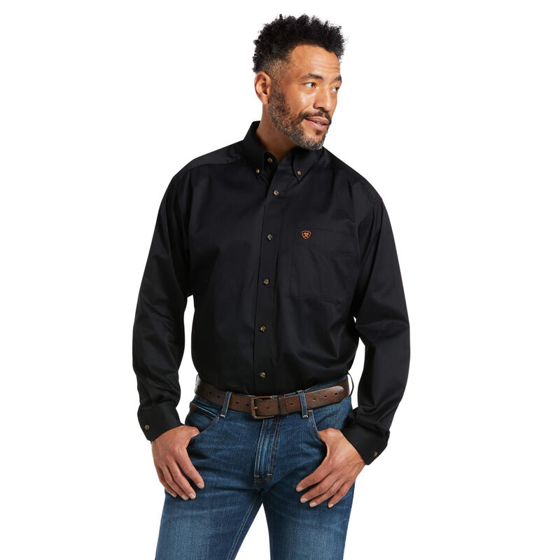 Camisas Ariat Solid Twill Classic Fit Negras Hombre - Chile 597-ISHUWB